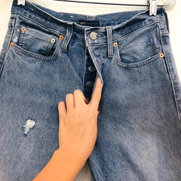 Levi's Made and Crafted 501 Patchwork Skinny High Rise Denim Jeans Women's 27 - Picture 7 of 14